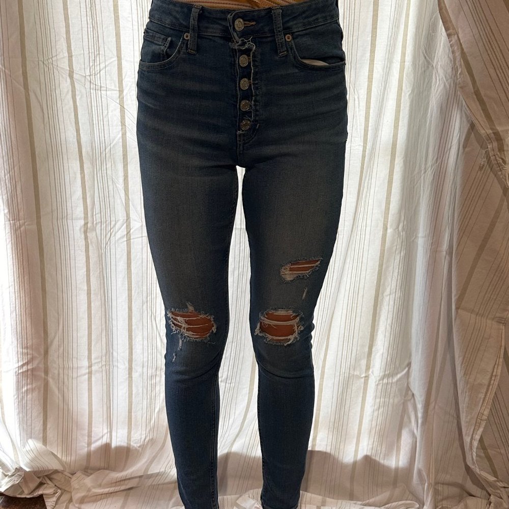 GAP Ripped Button-Fly Skinny Jeans